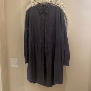 ATM navy long sleeve dress with draw string at the waist